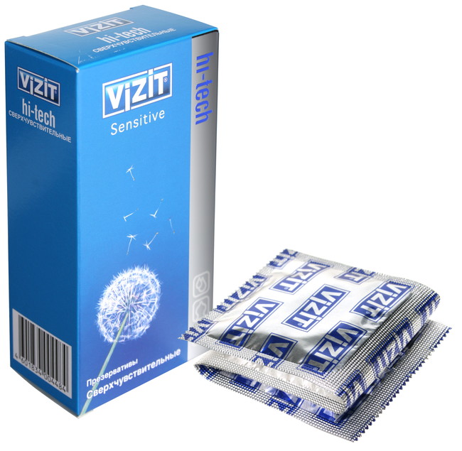 Презервативы VIZIT Hi-tech SENSITIVE сверхчувствительные, 12 шт