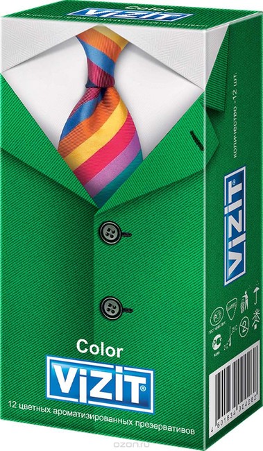 Презервативы VIZIT Color цветные, ароматизированные (мята, банан, клубника), 12 шт