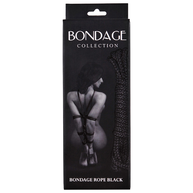 Черная веревка для связывания Bondage Rope Black (9 м , серый)