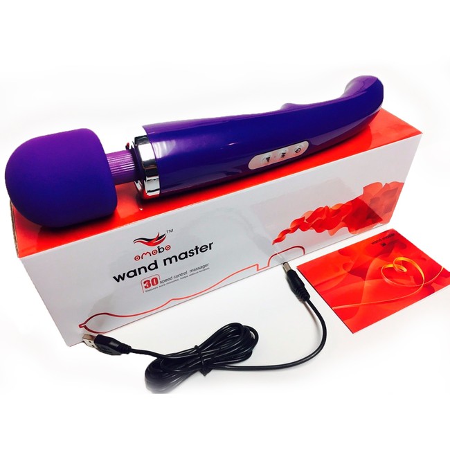 Фиолетовый перезаряжаемый вибромассажер для тела Wand Master 30 Speed