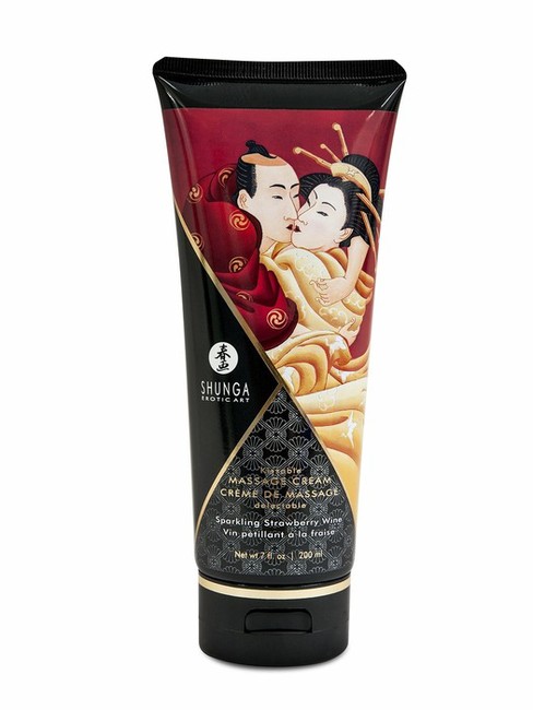 Съедобный массажный крем для тела Massage Cream (клубника с шампанским) 200 мл