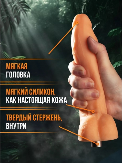 Насадка-фаллоимитатор для секс-машины с мошонкой ROSYLAND (19 см)
