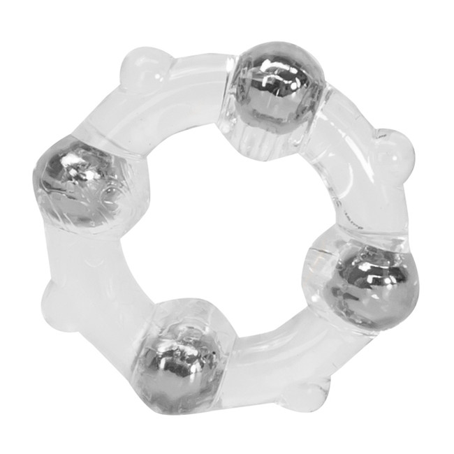 Эрекционное колечко Stud Ring c шариками (прозрачный)