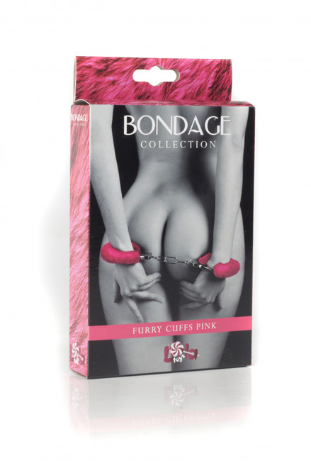 Металлические наручники с розовым мехом Furry Cuffs Pink (розовый с серебряным)
