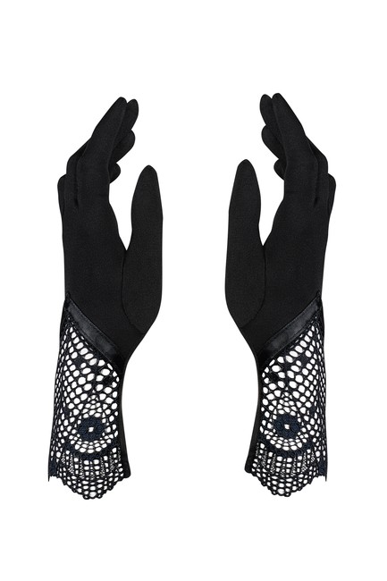 Чёрные перчатки с кружевом Moketta Gloves SL (42-46)