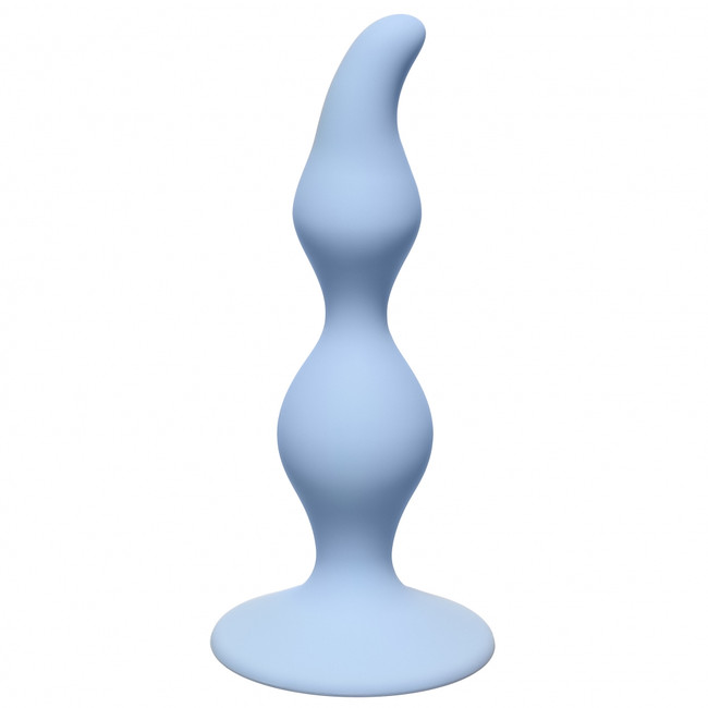 Рельефный анальный стимулятор на присоске Curved Anal Plug (10,5 см , нежно-голубой )