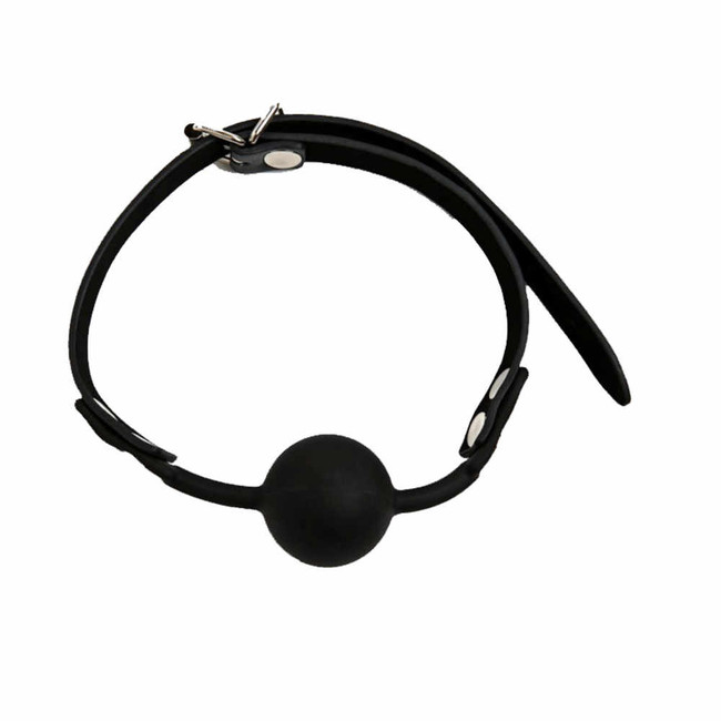 Кляп черный силиконовый на кожаном ремешке с застежкой Onjoy BDSM Silicone Gag